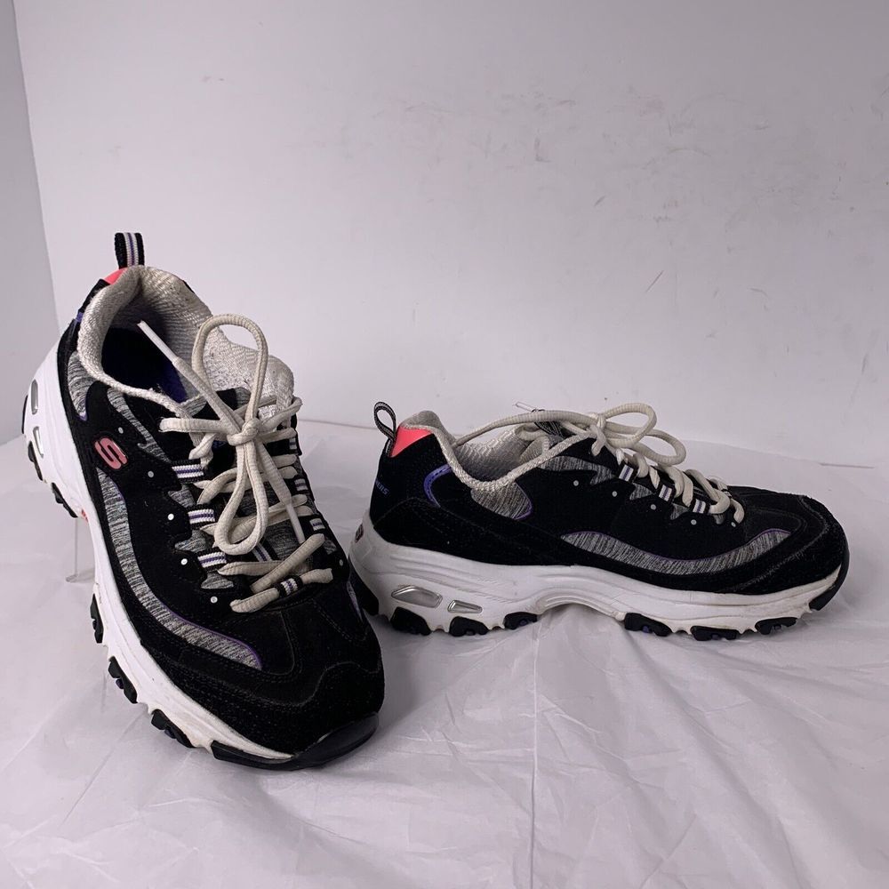 Skechers D'Lites Size 8.5 SN149060W Black With pink‎